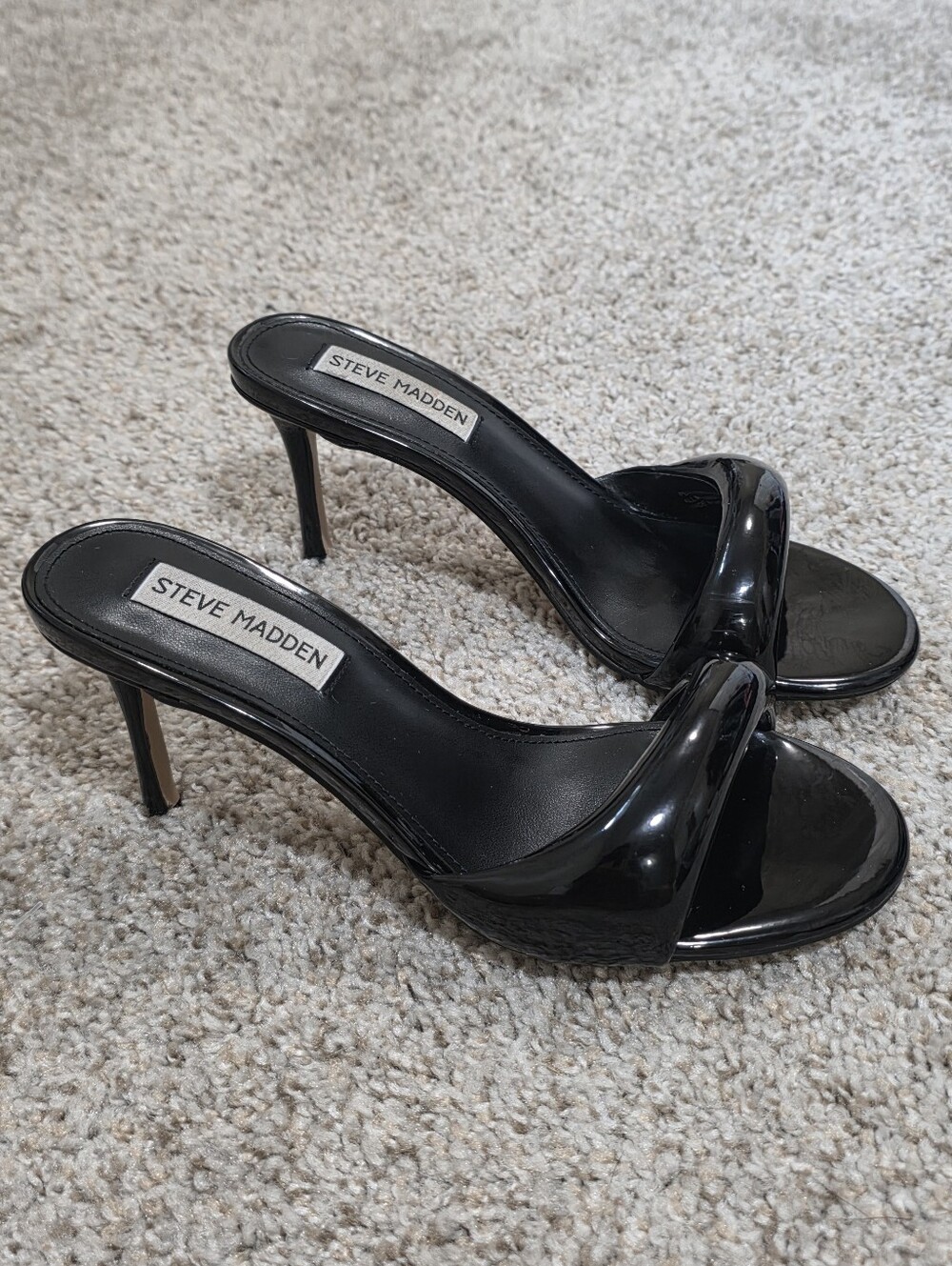 Steve Madden Black Patent Slide Heels